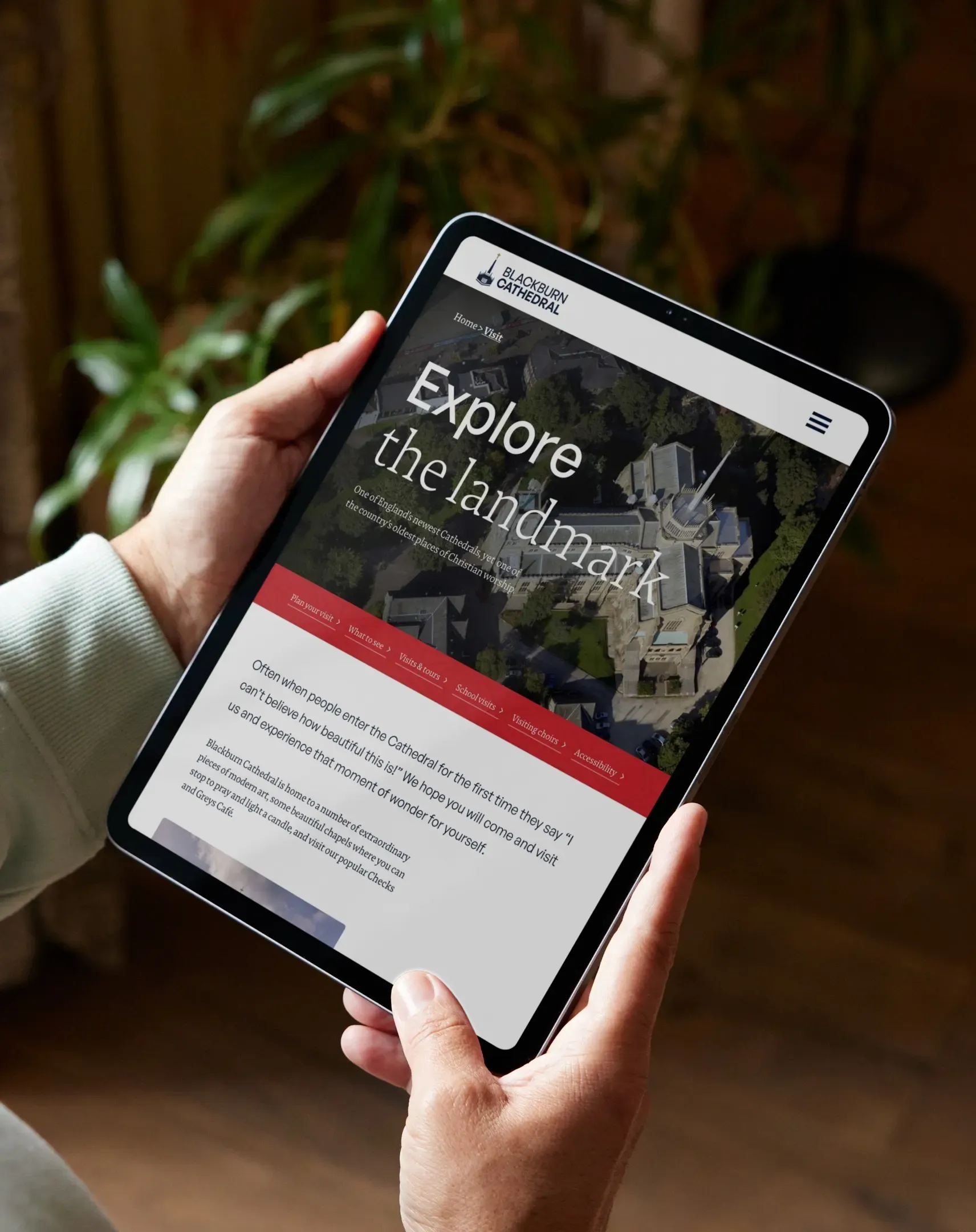 Blackburn cathedral website on an ipad