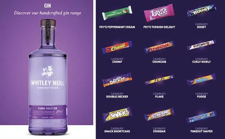 Cadbury's and gin branding