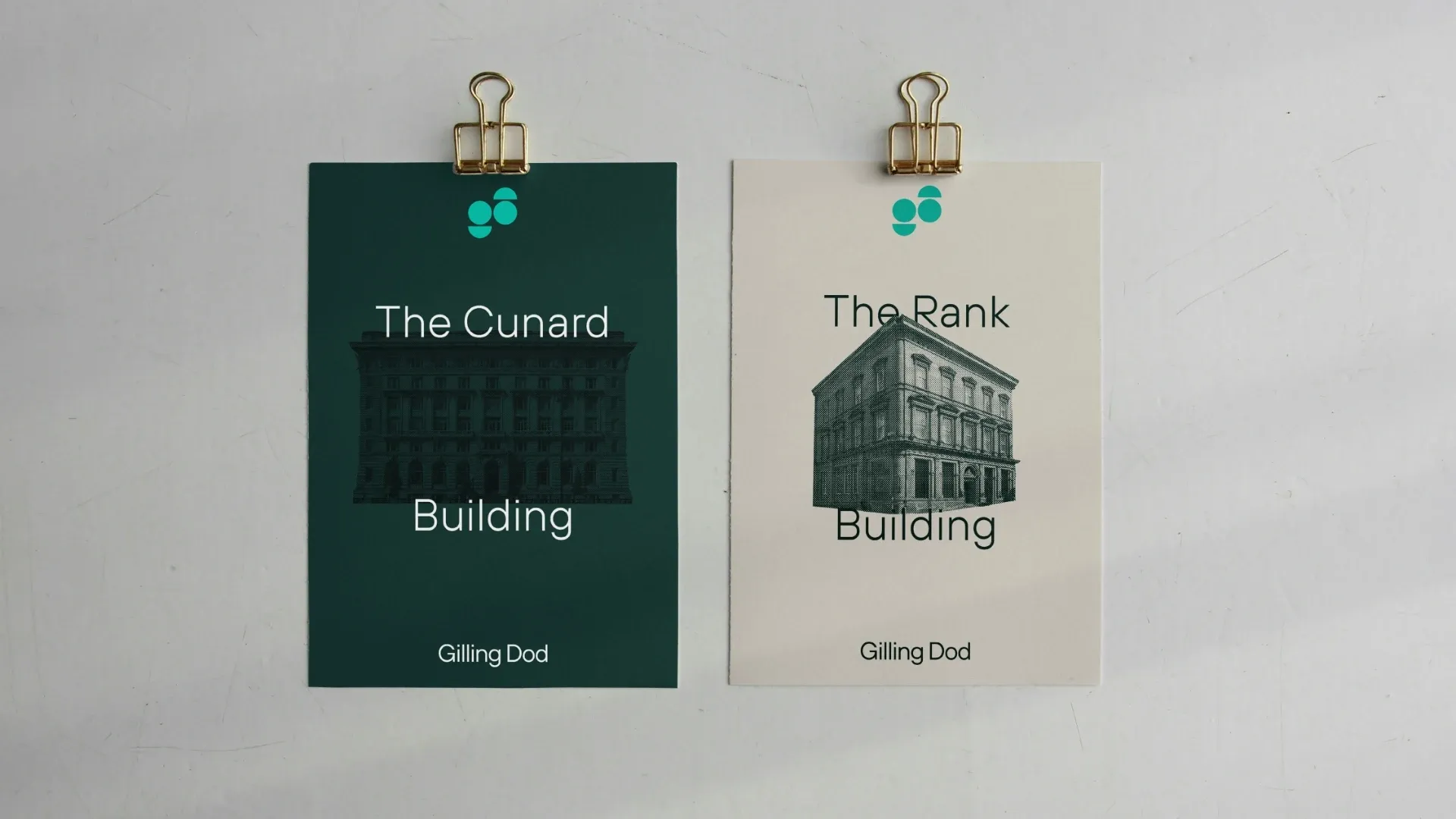 Postcards showing historical buildings designed by Gilling Dod