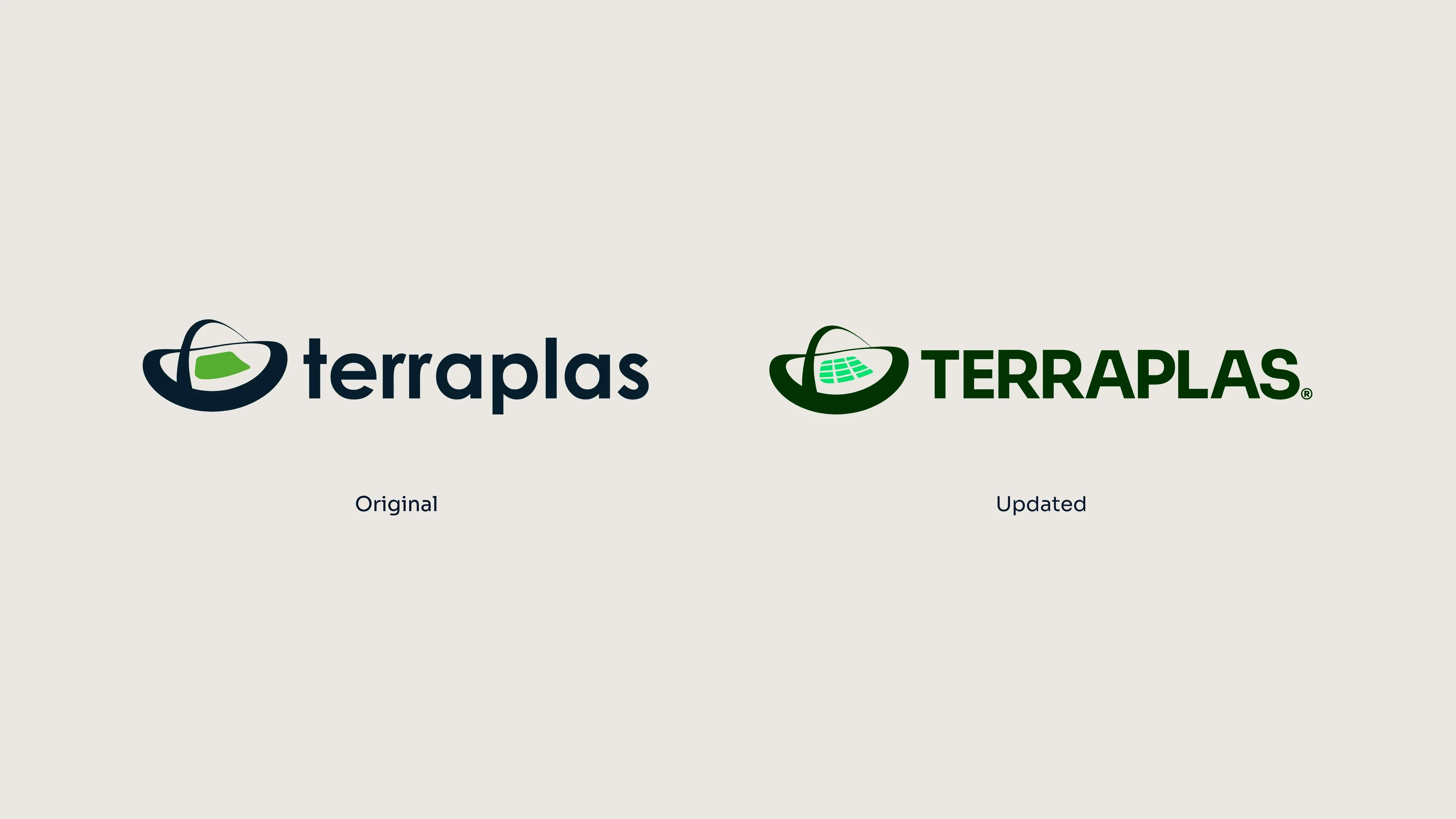 Before and after of the Terraplas logo