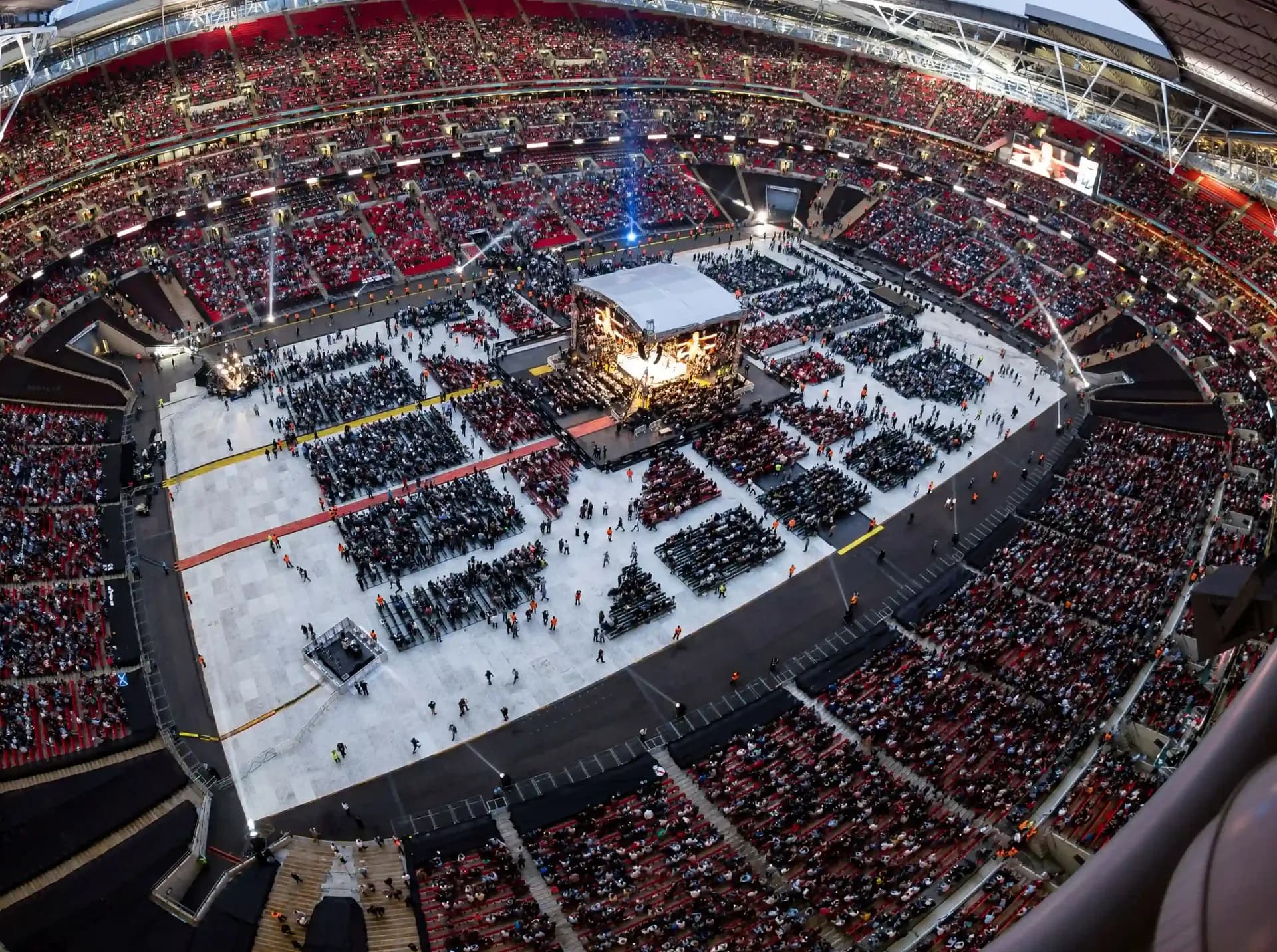 A shot of wembley stadium from above