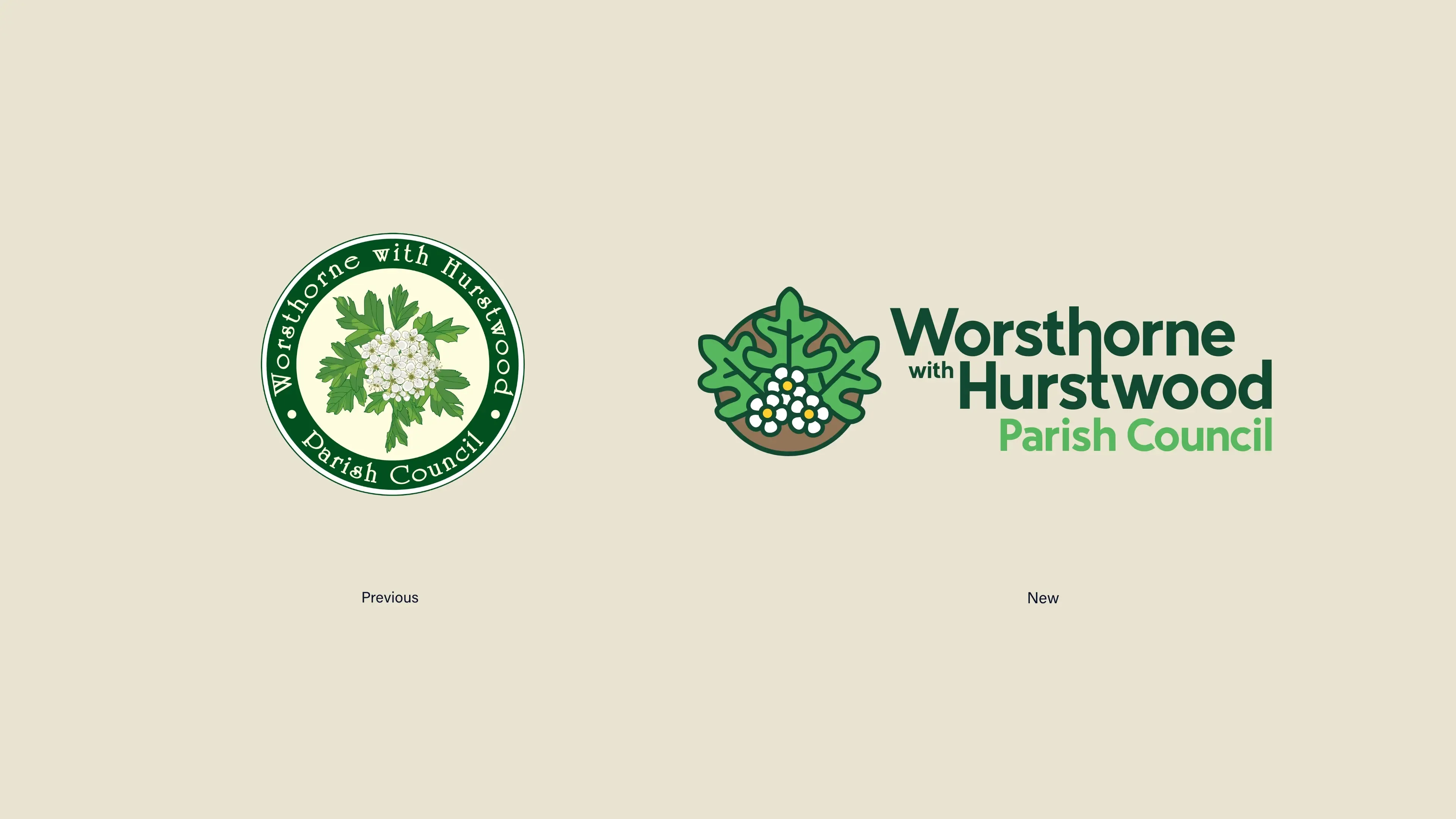 Before and after of the Worsthorne with Hurstwood logo