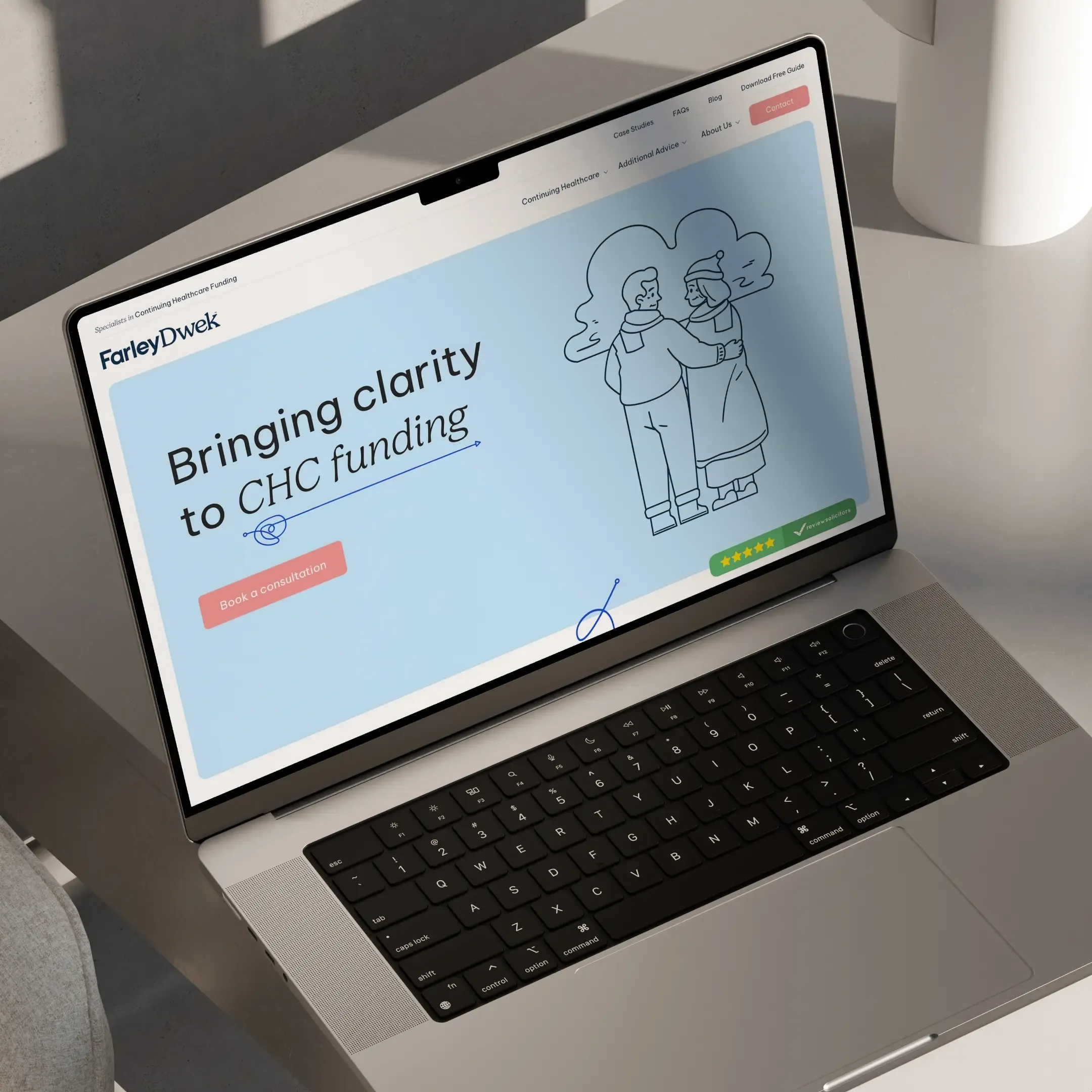 Farley Dwek website on a laptop
