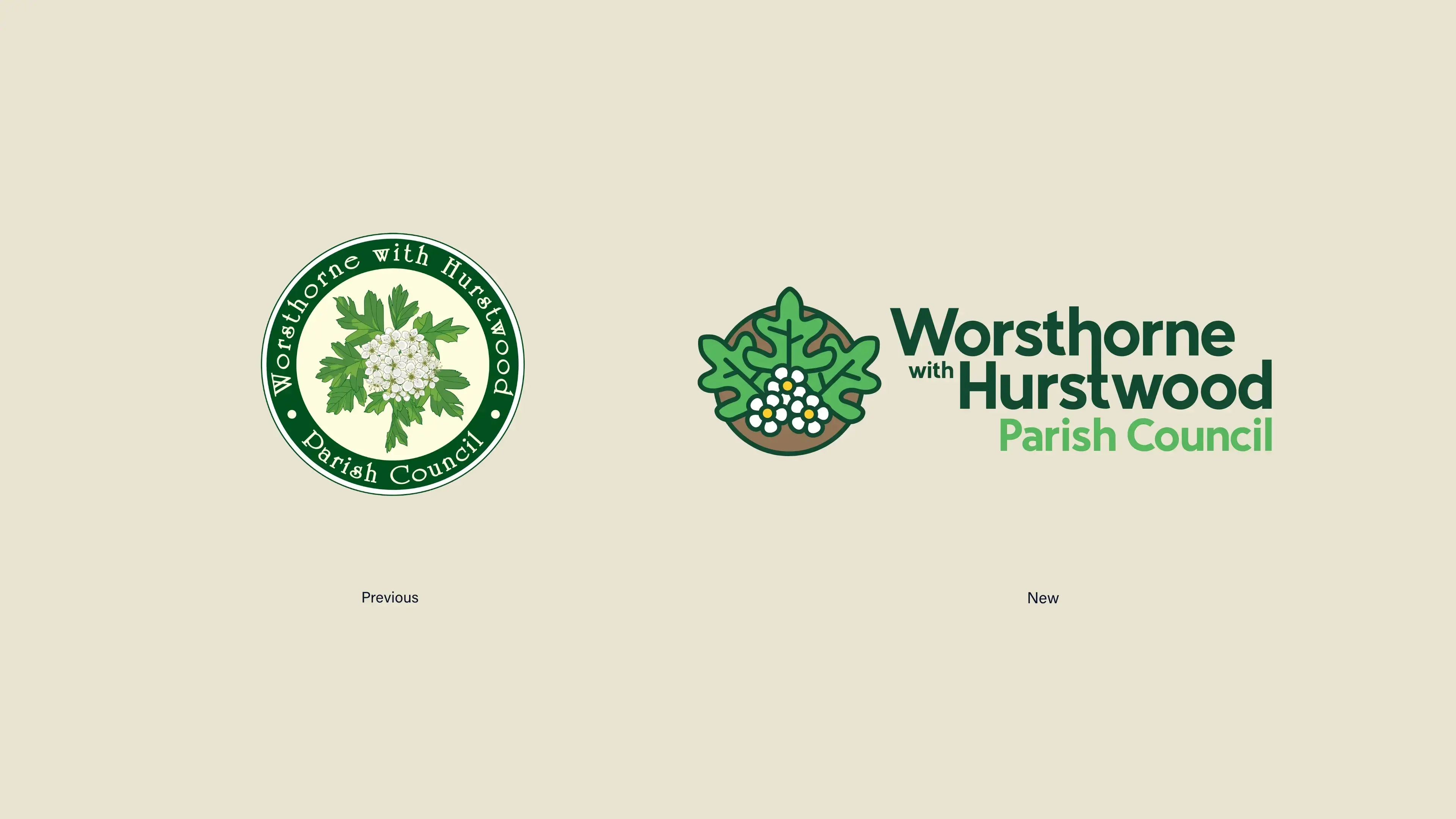 Before and after of the Worsthorne with Hurstwood logo