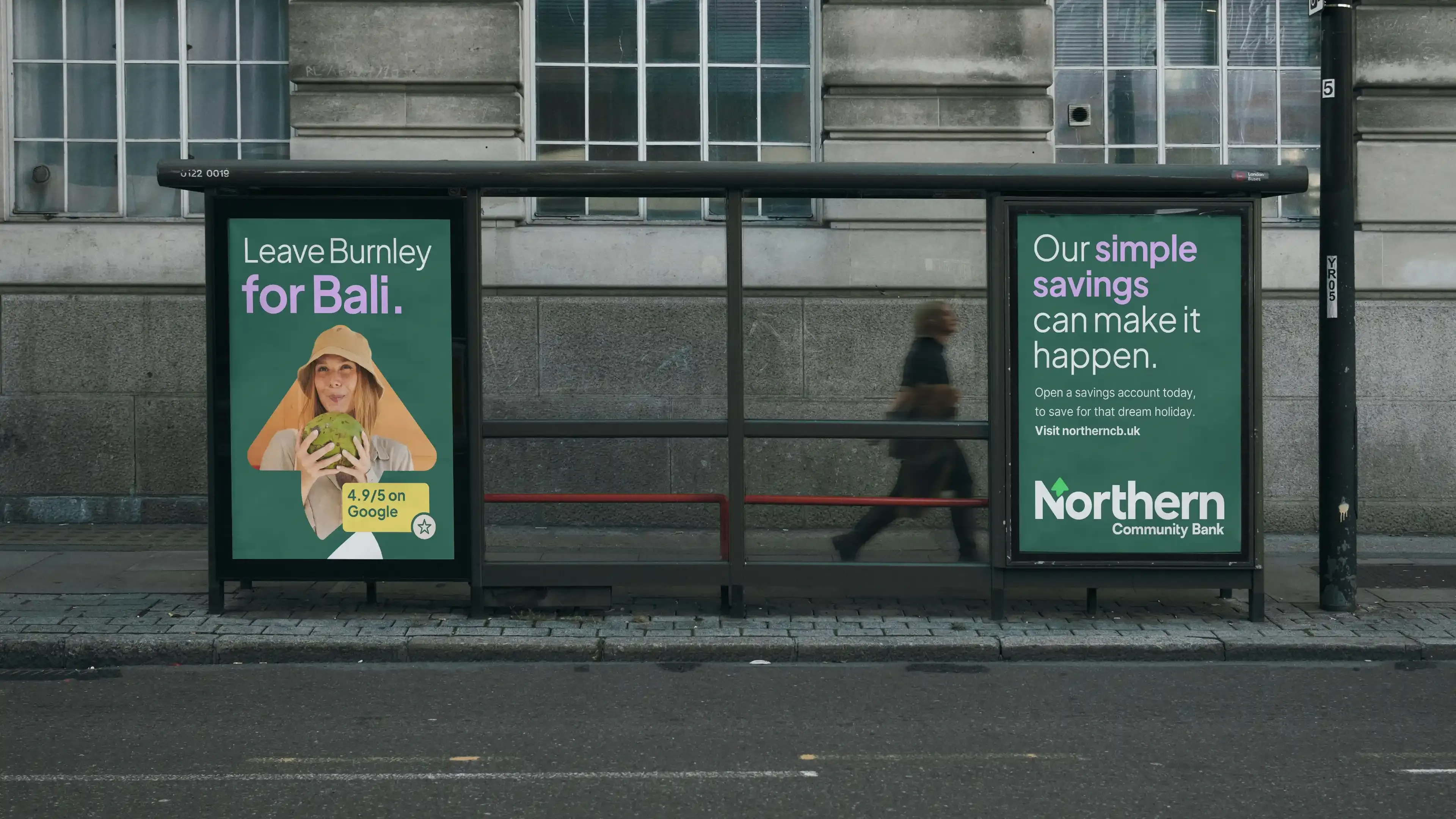 Northern Community Bank bus stop advertising