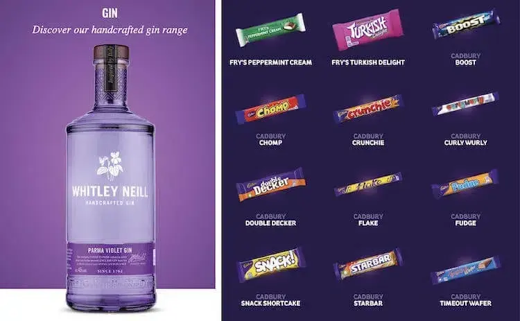 Cadbury's and gin branding