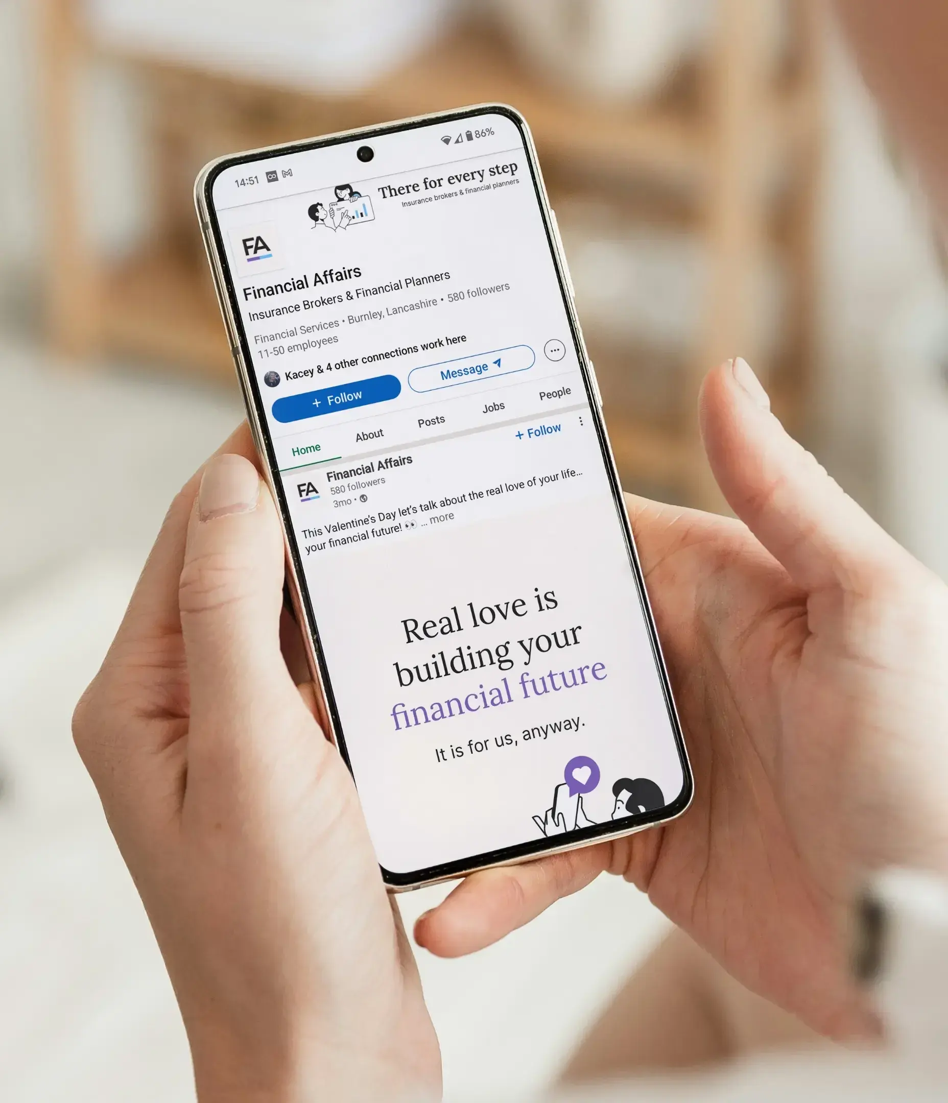 A linked in post for financial affair's services