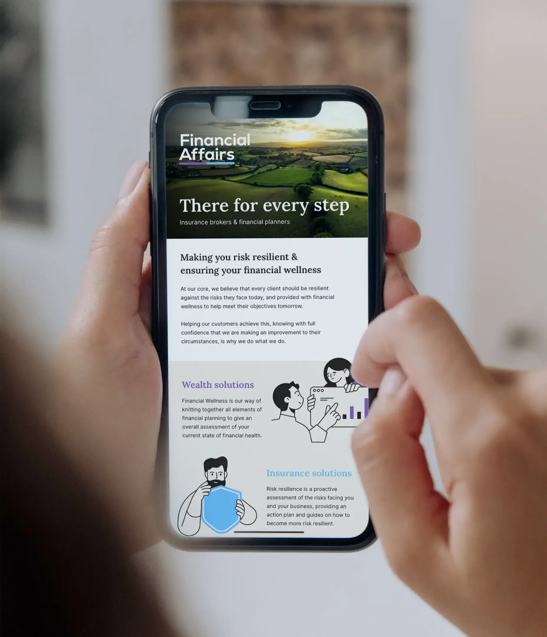 The financial affairs website on a mobile phone