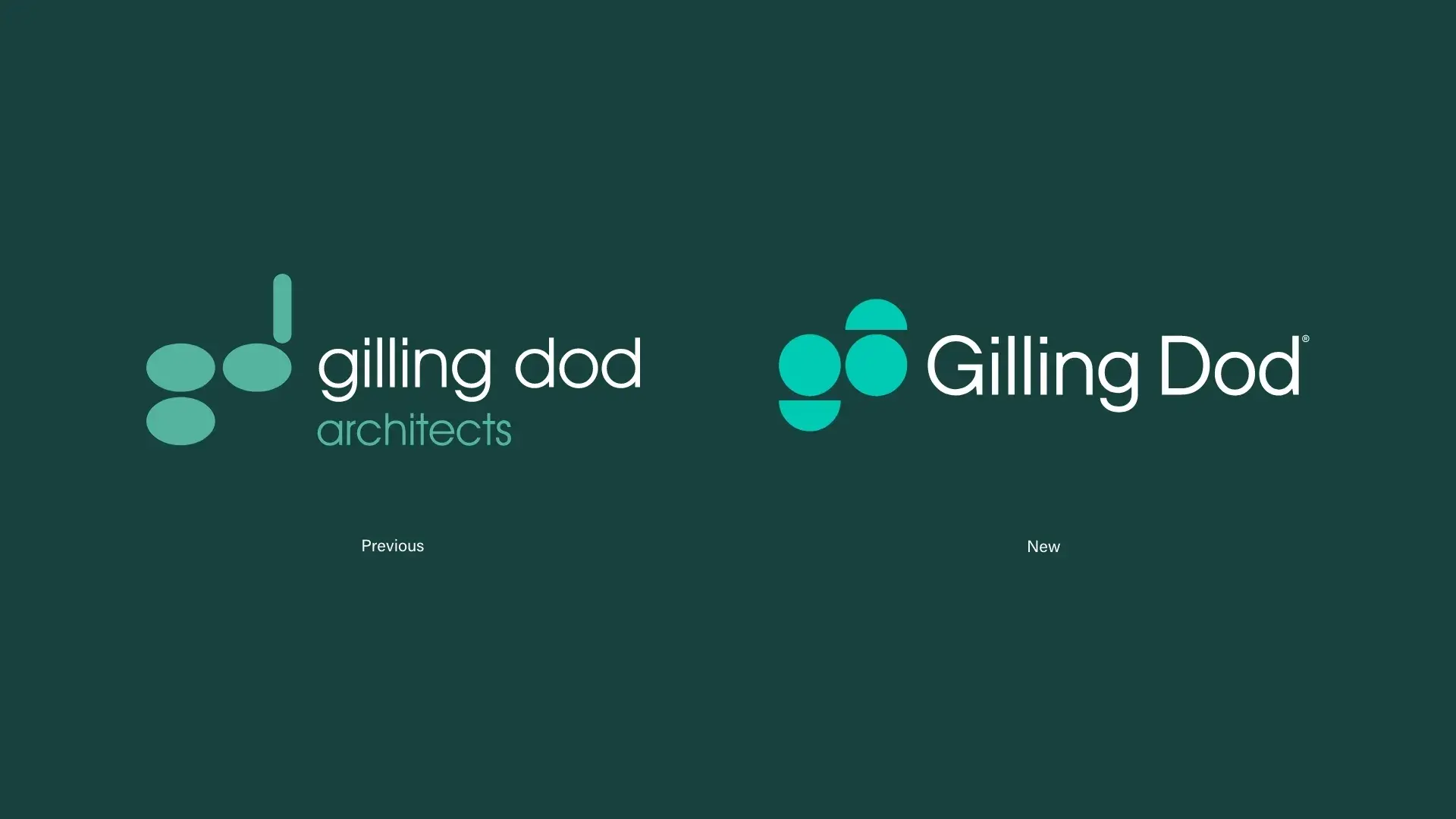 Before and after of the Gilling Dod logo