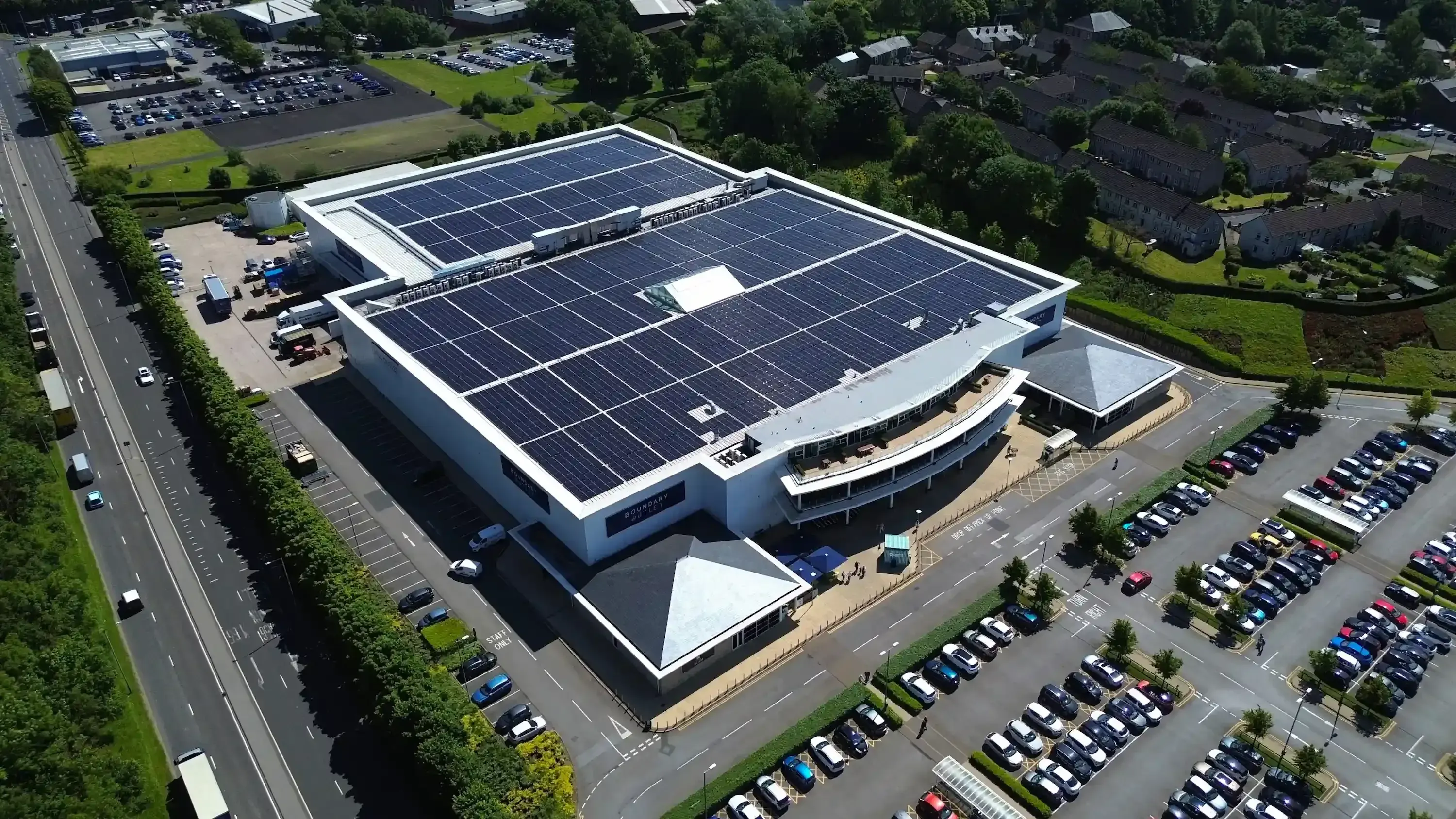 Aerial view of solar panel installation on Boundary Mill