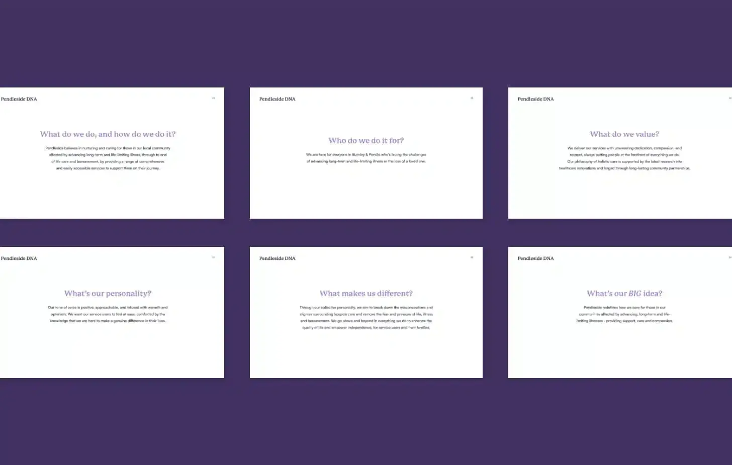 Pendleside Hospice's Brand DNA