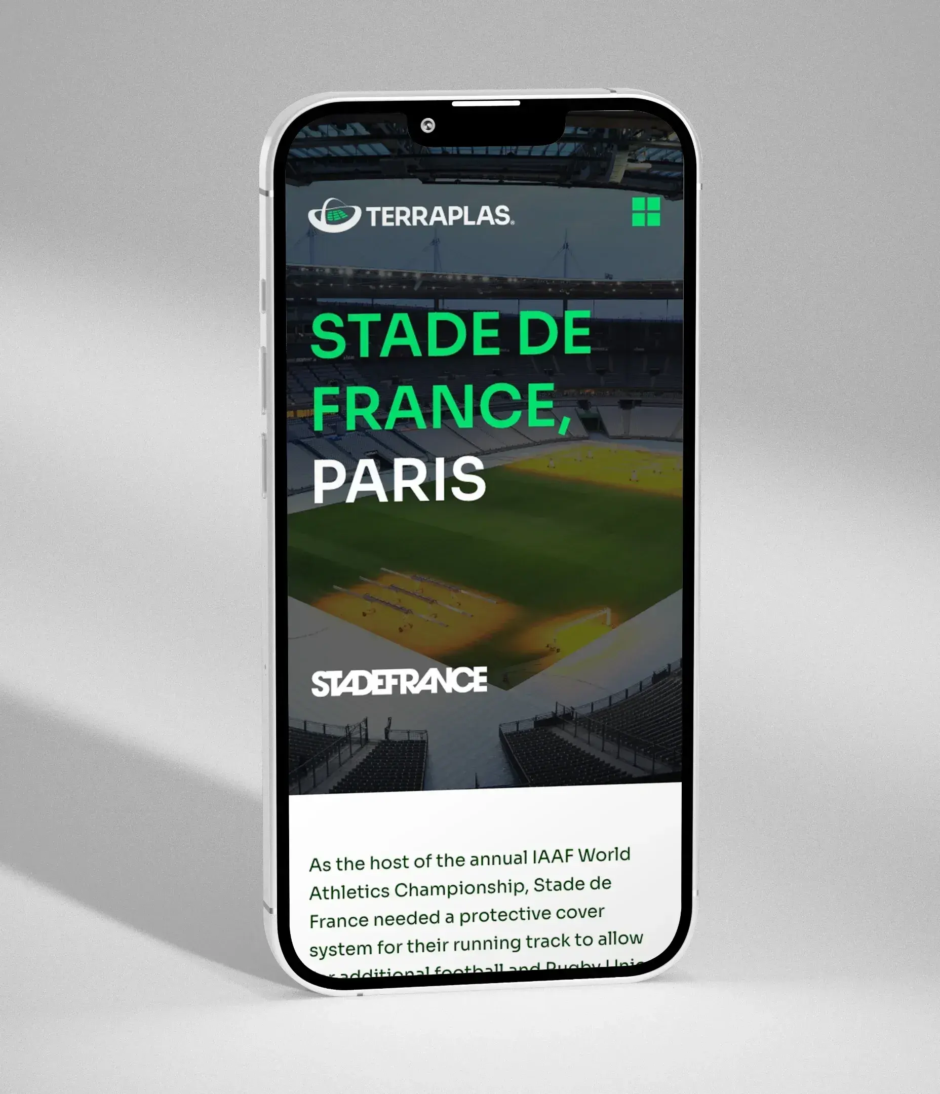 New terraplas website on mobile