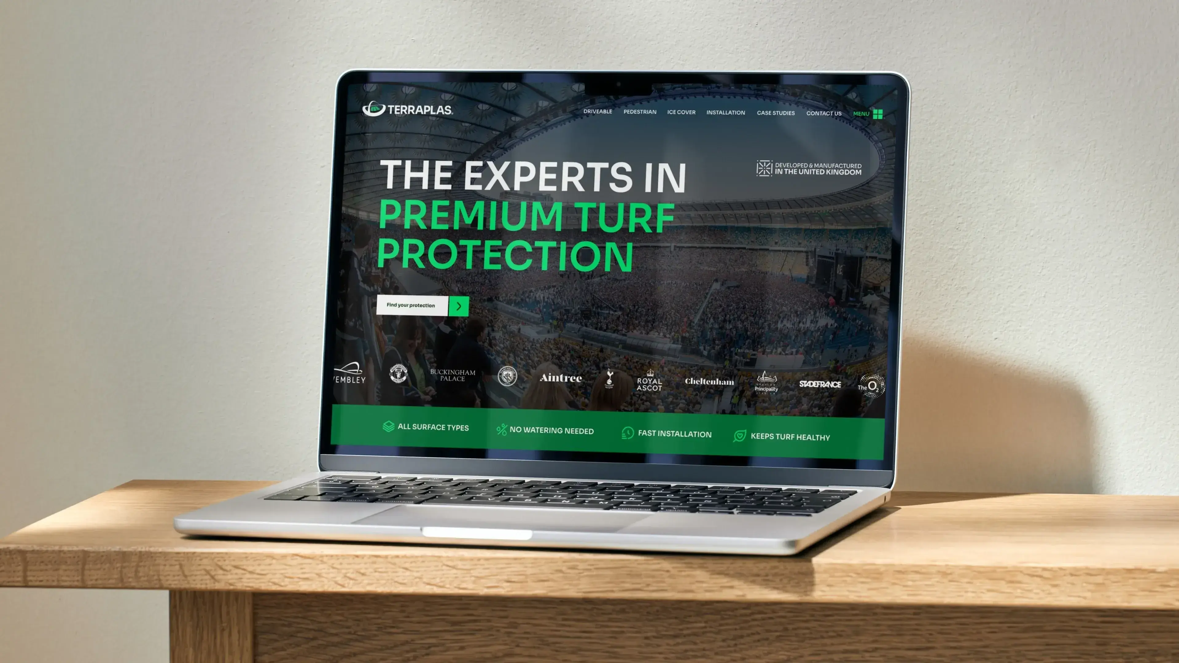 New terraplas homepage on laptop